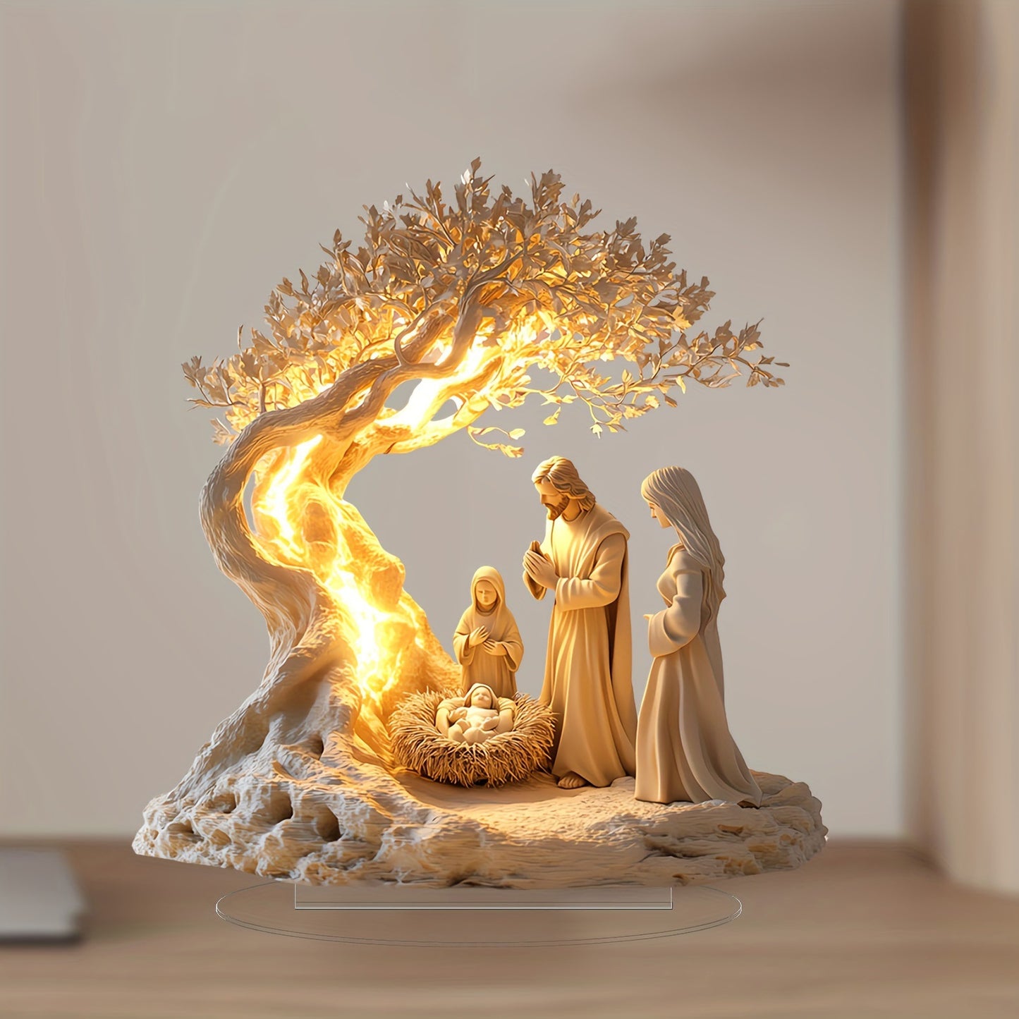 SeraphLight™ – LED Nativity Scene with Tree of Life Sculpture