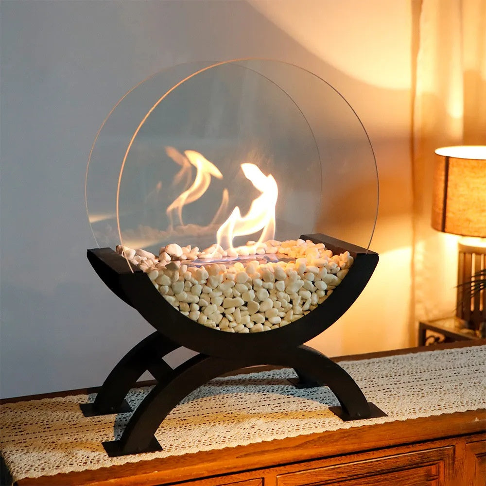 Aurora Arc™ – Luxury Tabletop Glass Bio-Ethanol Fireplace