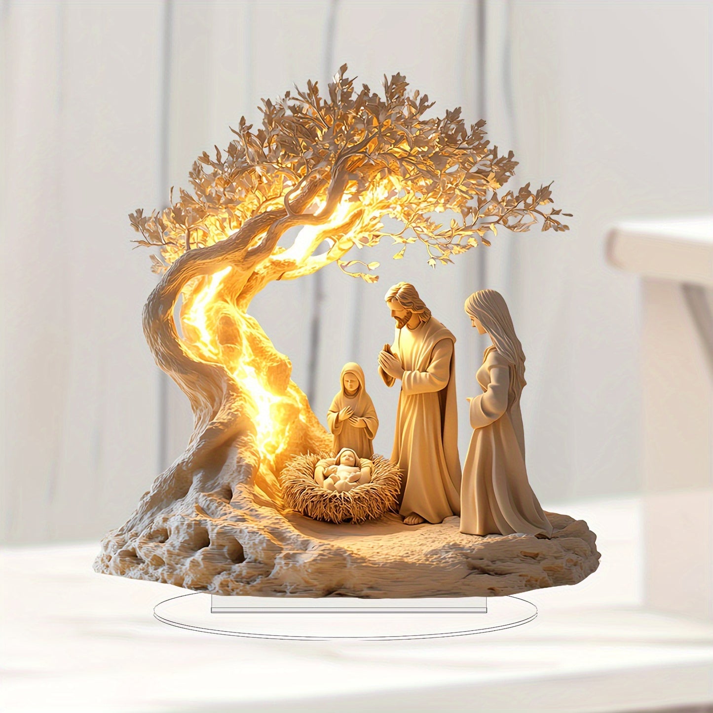 SeraphLight™ – LED Nativity Scene with Tree of Life Sculpture