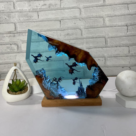 Kyushu™ – 3D Dragon Resin Light with LED Base (10" x 6")