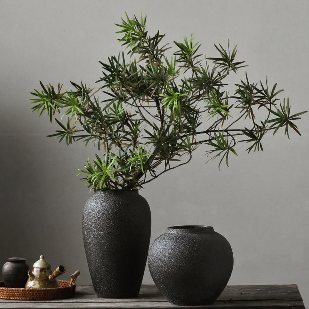 Kyushu™ – Textured Ceramic Vase Trio – Handcrafted Nordic Zen Decor Set