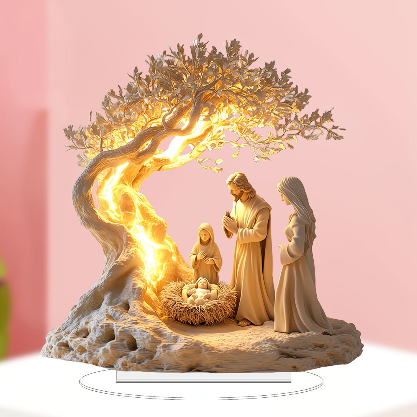 SeraphLight™ – LED Nativity Scene with Tree of Life Sculpture