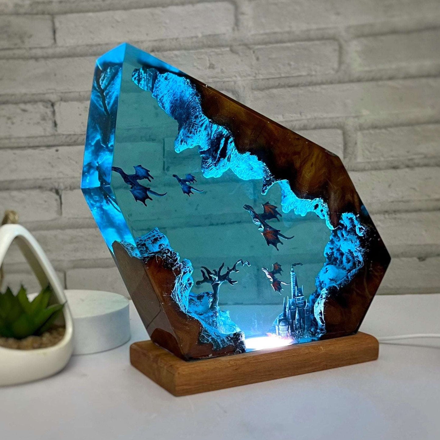 Kyushu™ – 3D Dragon Resin Light with LED Base (10" x 6")