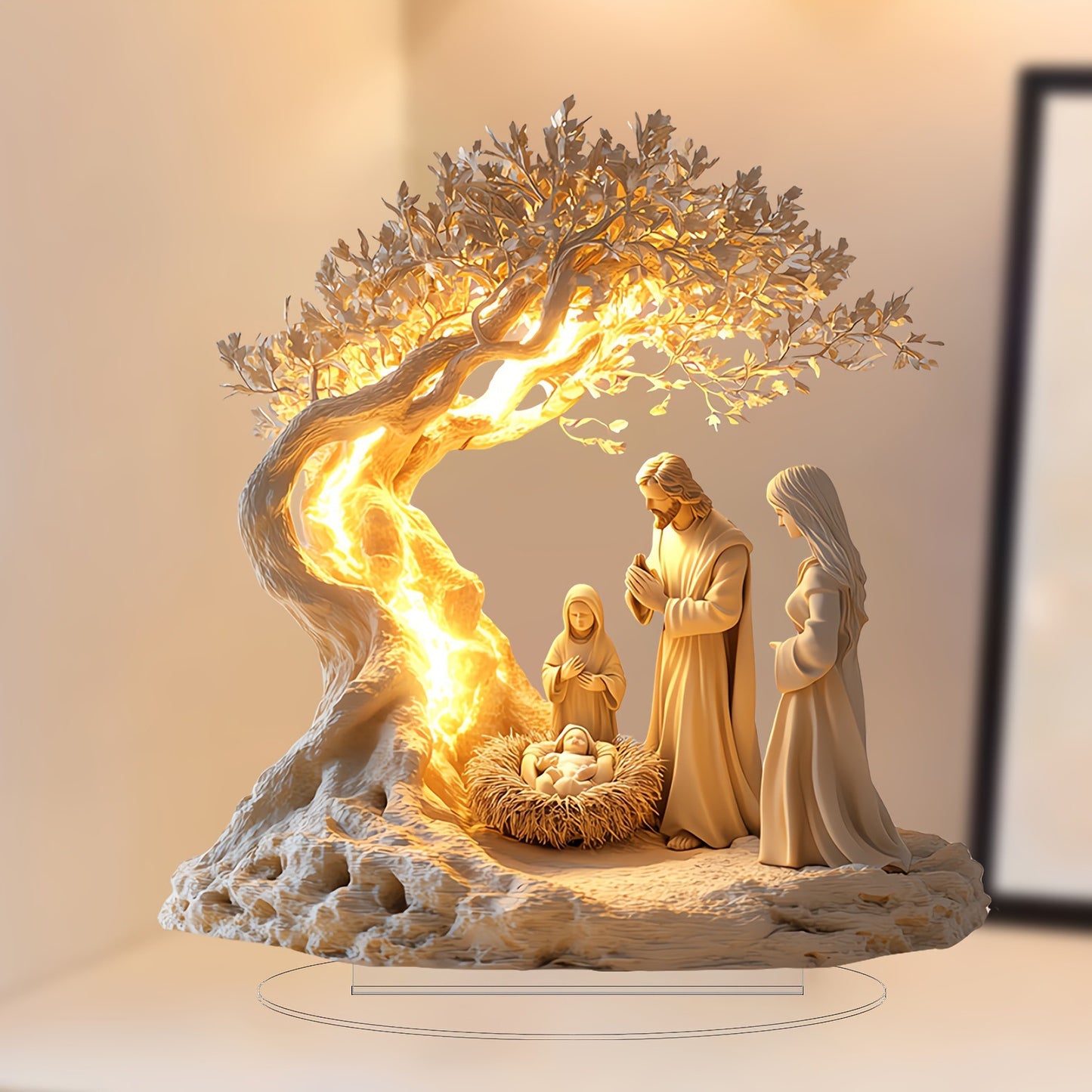 SeraphLight™ – LED Nativity Scene with Tree of Life Sculpture