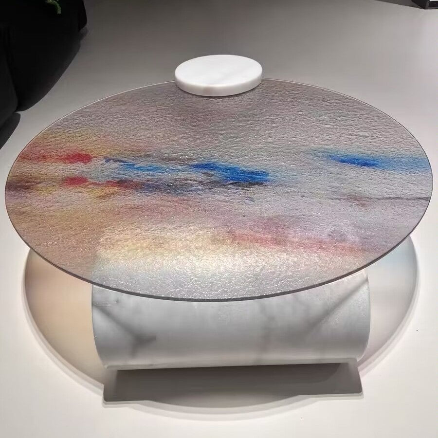 Kyushu™ – Designer Sunset Glass & Marble Coffee Table