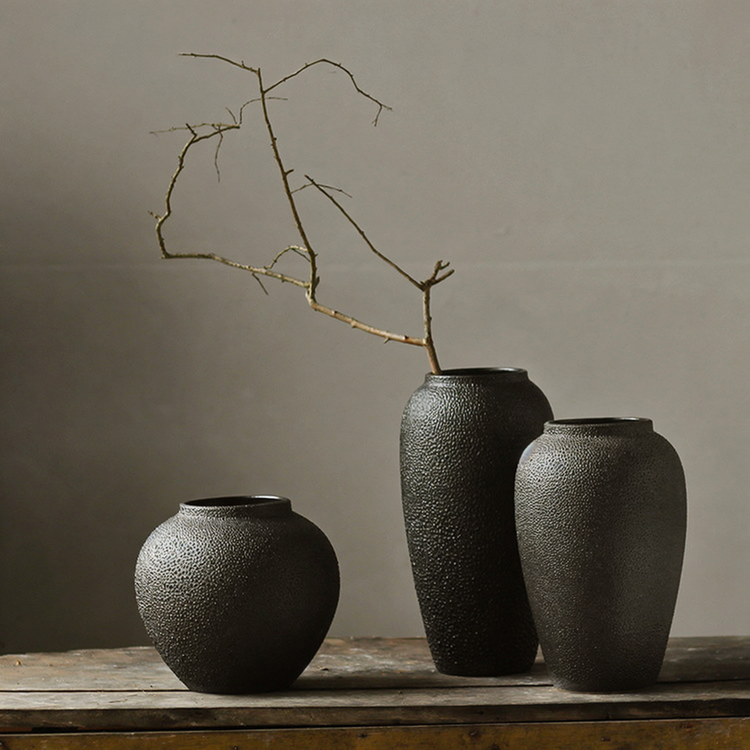 Kyushu™ – Textured Ceramic Vase Trio – Handcrafted Nordic Zen Decor Set